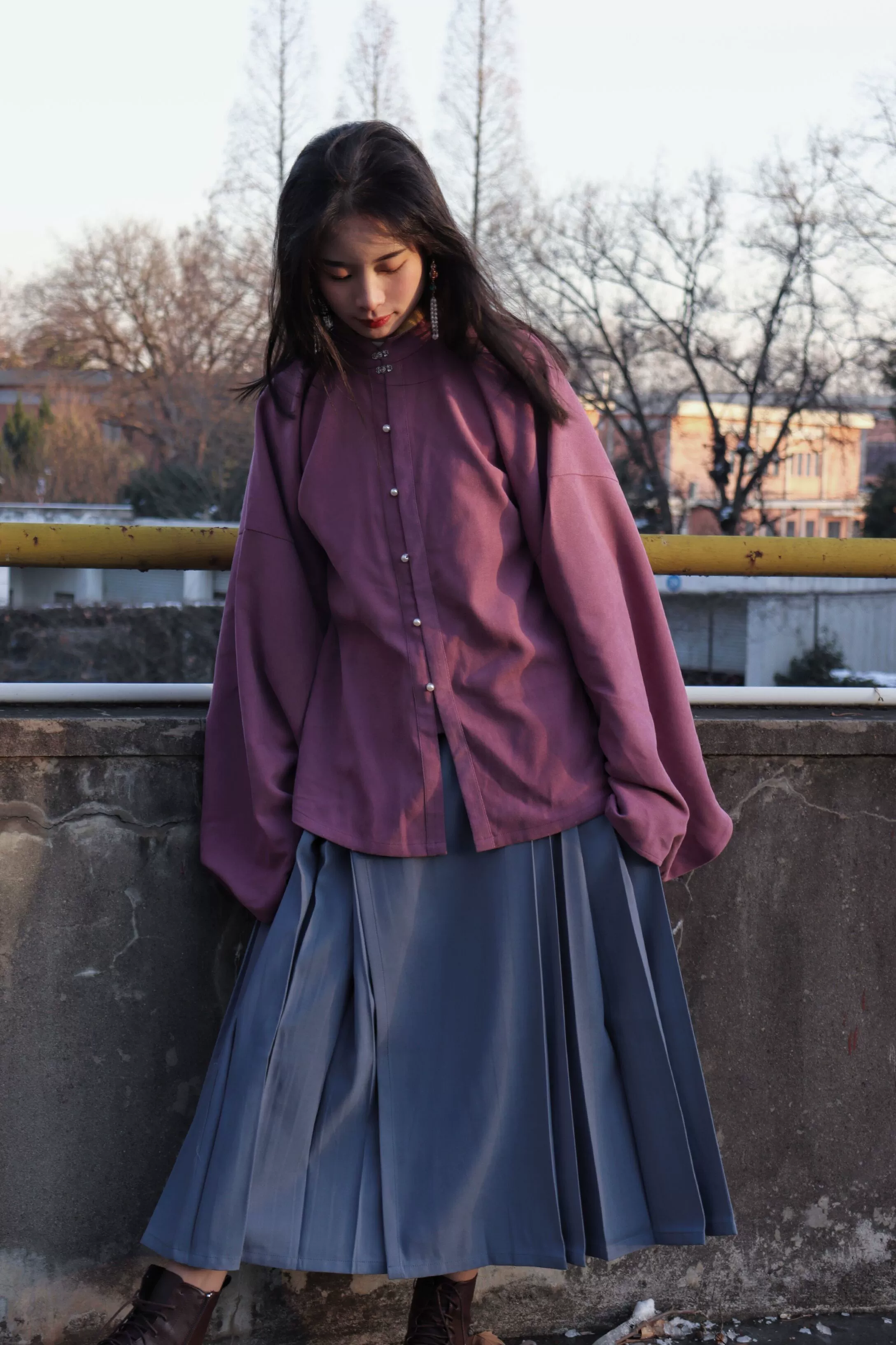 Egg Yolk 熟蛋 Ming Dynasty Contrast Collar Pipa Sleeves Liling Duijin Shirt - Image 5
