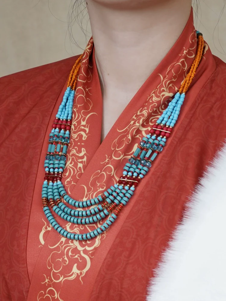 Fang Songshi 仿松石 Turquoise Beaded Warring States Western Chinese Necklace - Image 3
