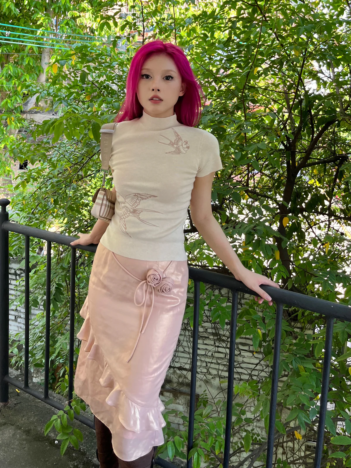 Fei Yan 飞燕 Flying Sparrow New Chinese Style Knit Short Sleeve Turtleneck Top - Image 11