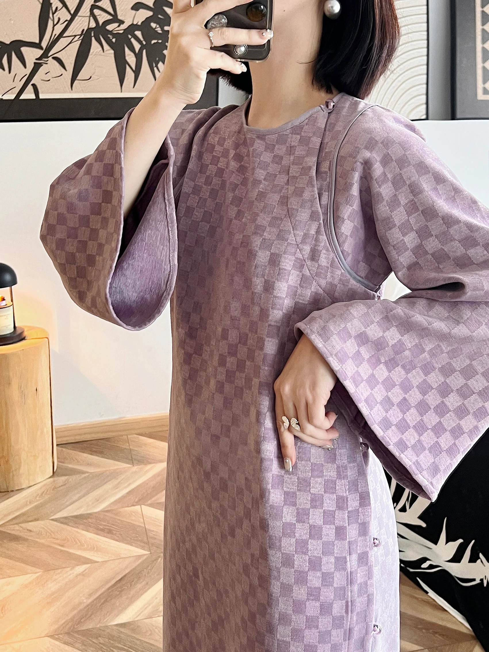 Five Blessings 五福临门 Modernized 1910s Qipao & Majia Vest Set - Image 10