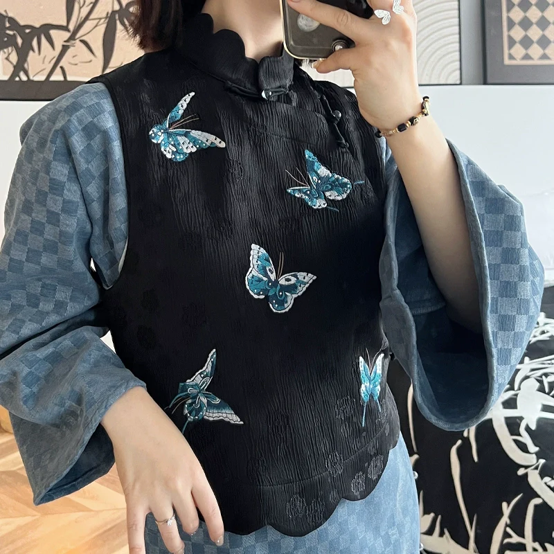 Five Blessings 五福临门 Modernized 1910s Qipao & Majia Vest Set - Image 16