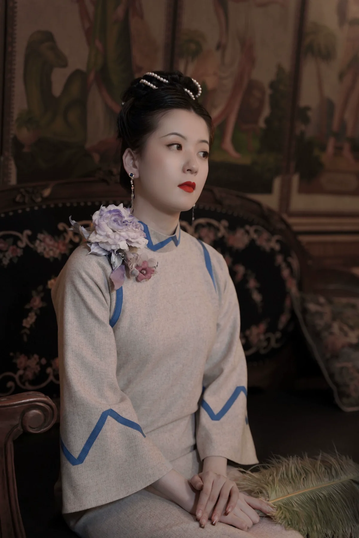 Folding Thoughts 折叠心事 1920s Wool Bottle Neck Qipao - Image 6