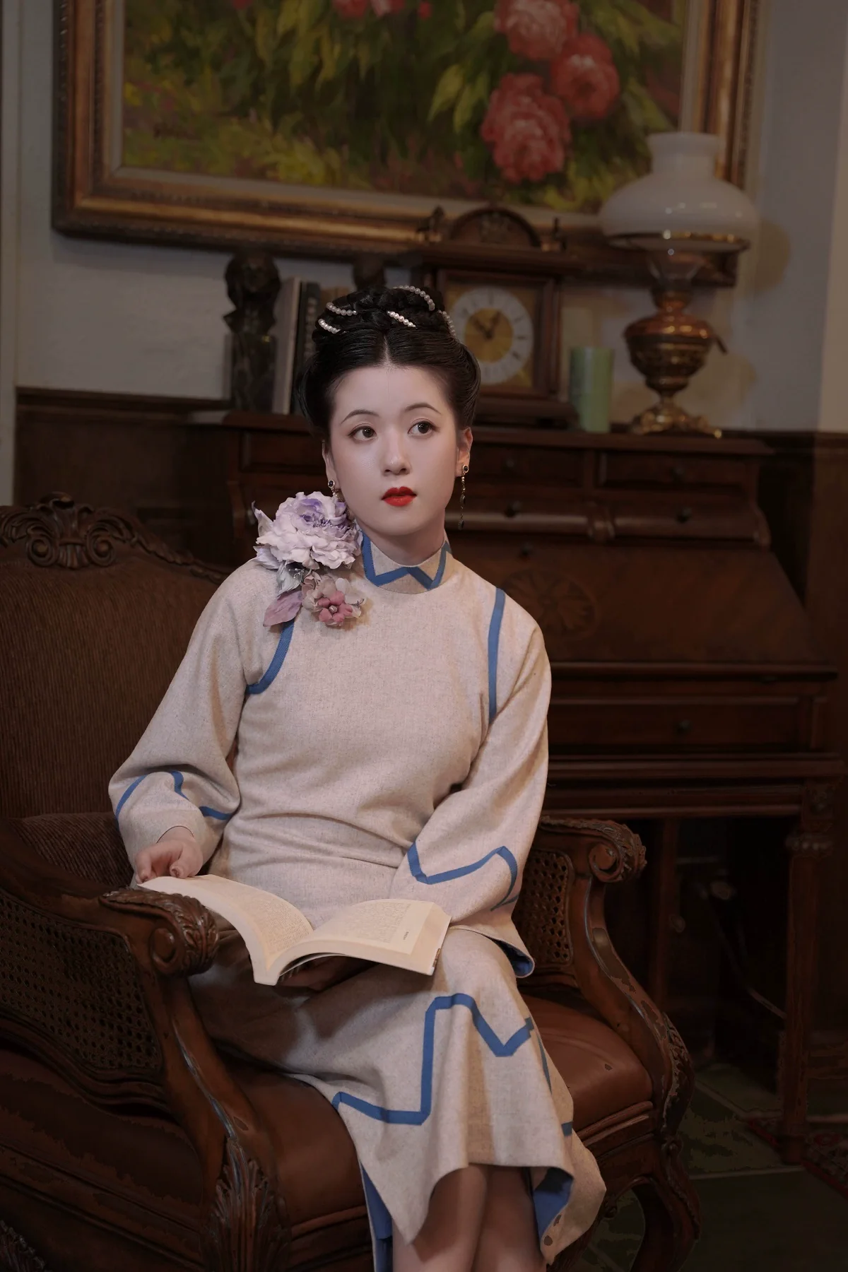 Folding Thoughts 折叠心事 1920s Wool Bottle Neck Qipao - Image 7