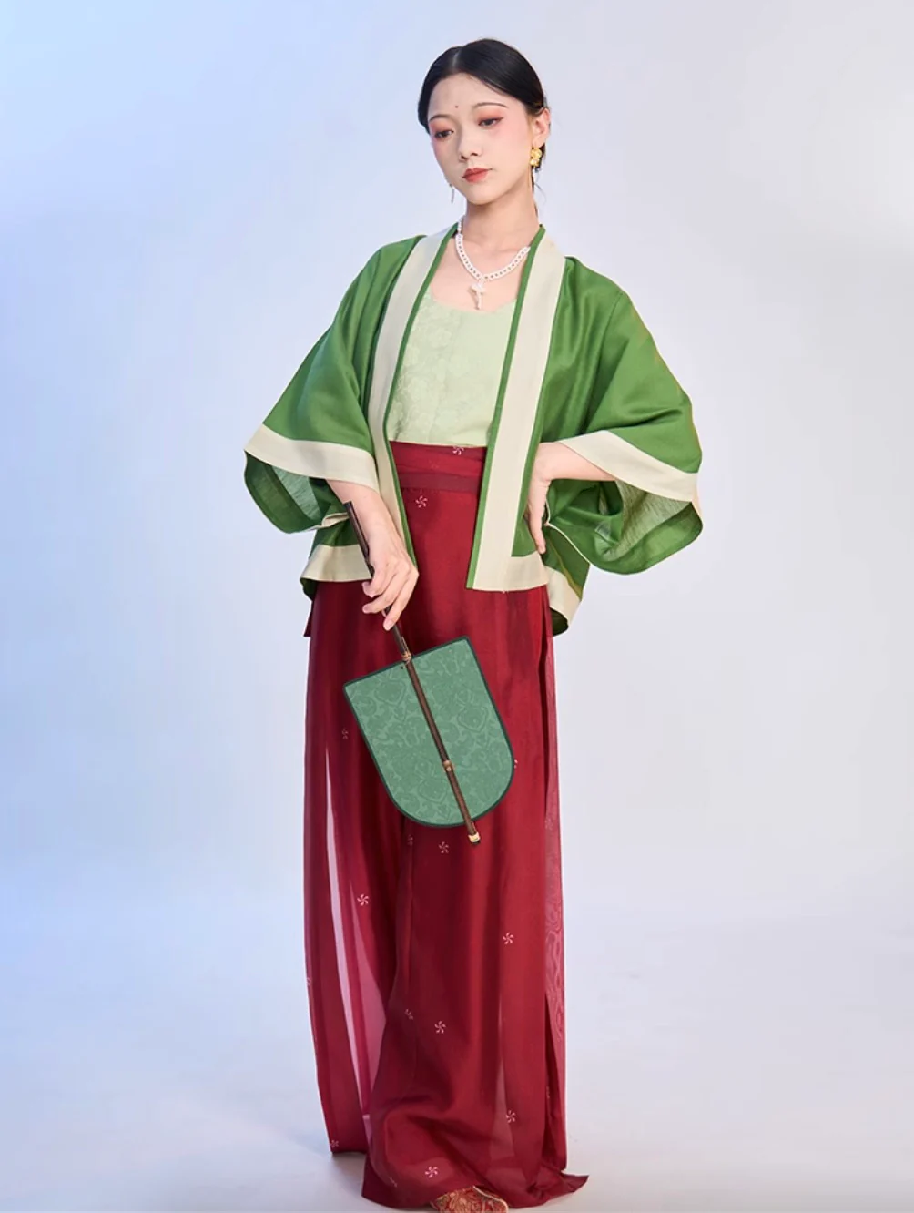 Fu Penzi 覆盆子 Raspberry Southern Song Restoration Hedangku Pants & Haoxiu Racoon Sleeve Shanku Set - Image 12