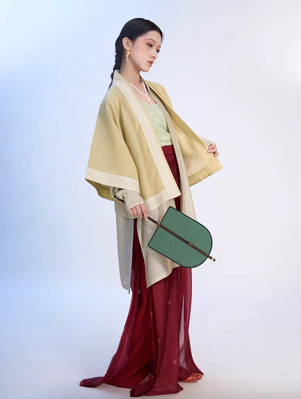 Fu Penzi 覆盆子 Raspberry Southern Song Restoration Hedangku Pants & Haoxiu Racoon Sleeve Shanku Set - Image 16