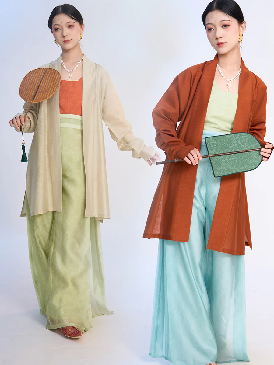Fu Penzi 覆盆子 Raspberry Southern Song Restoration Hedangku Pants & Haoxiu Racoon Sleeve Shanku Set - Image 2