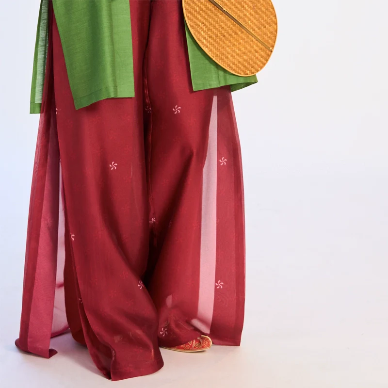 Fu Penzi 覆盆子 Raspberry Southern Song Restoration Hedangku Pants & Haoxiu Racoon Sleeve Shanku Set - Image 24
