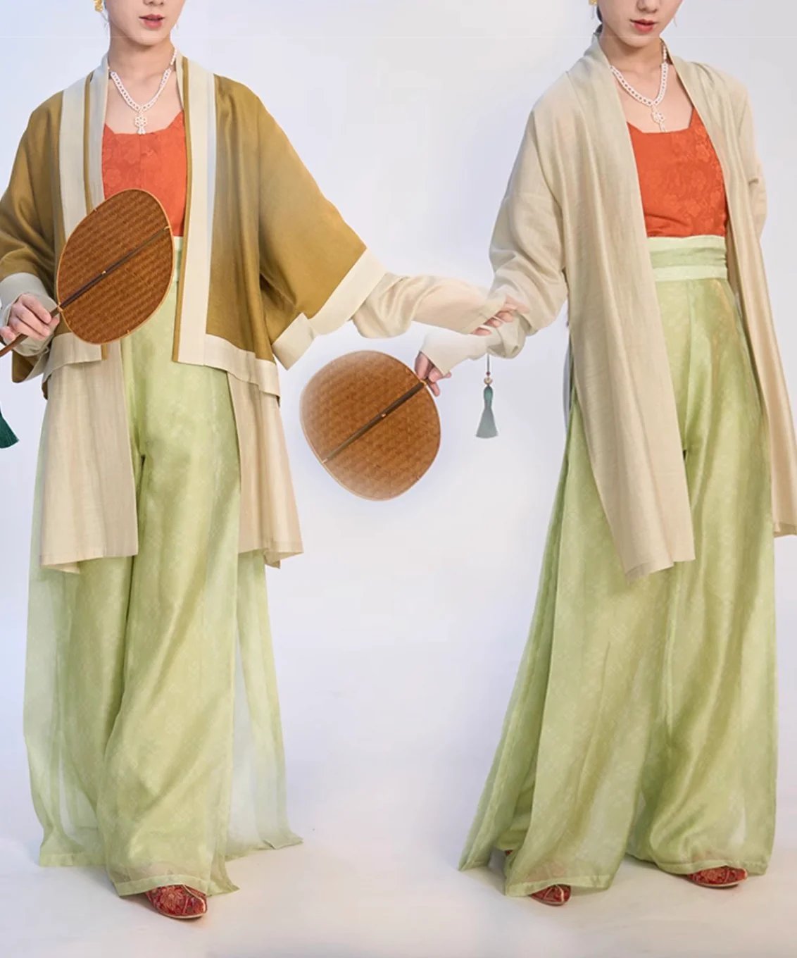 Fu Penzi 覆盆子 Raspberry Southern Song Restoration Hedangku Pants & Haoxiu Racoon Sleeve Shanku Set - Image 3