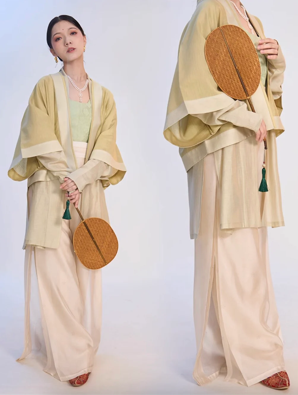 Fu Penzi 覆盆子 Raspberry Southern Song Restoration Hedangku Pants & Haoxiu Racoon Sleeve Shanku Set - Image 4