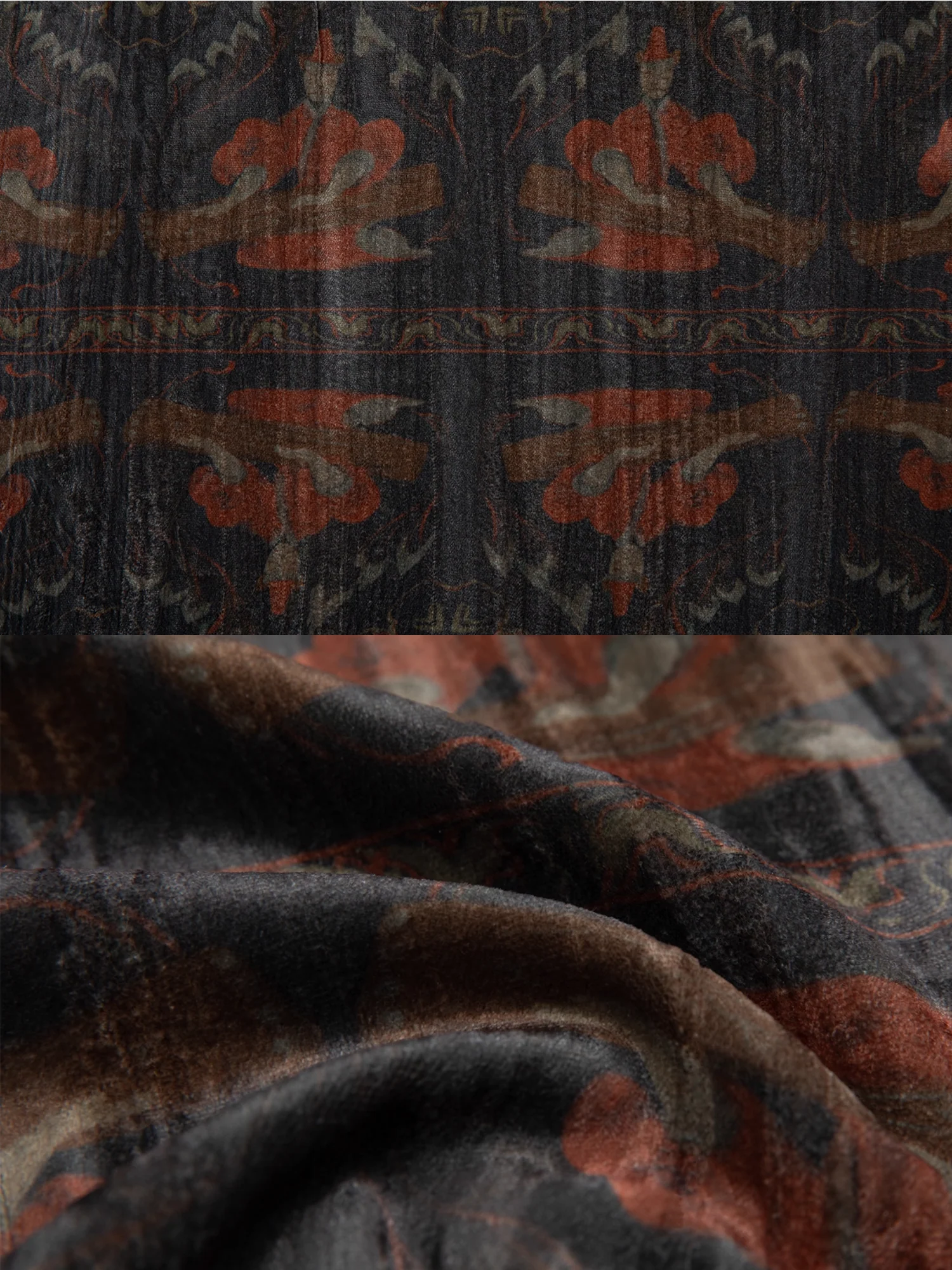 Fu Qin 抚琴 Playing the Zither Modernized Han Reversible Velvet Zhiju Straight Hem Robe Coat - Image 13