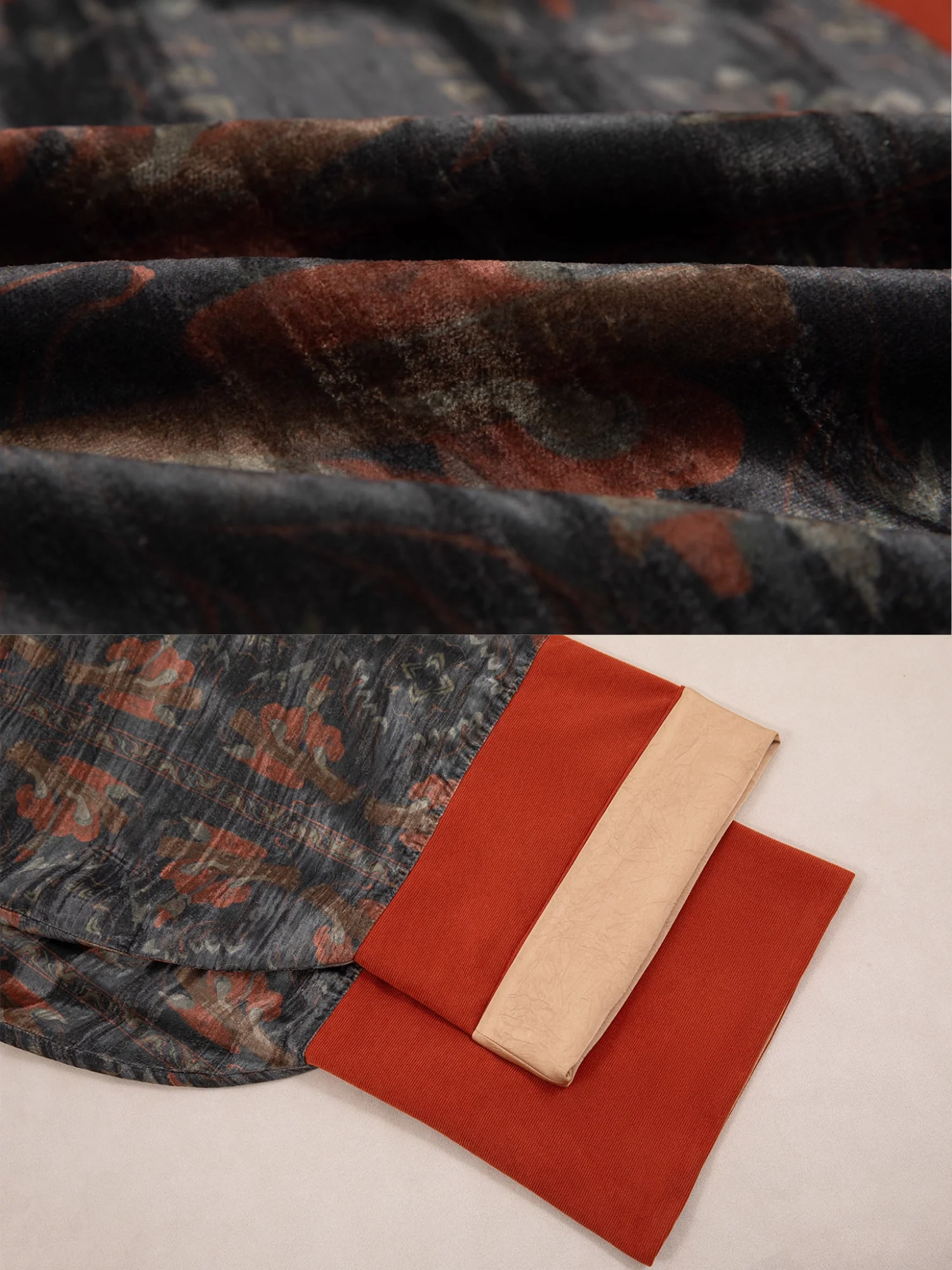 Fu Qin 抚琴 Playing the Zither Modernized Han Reversible Velvet Zhiju Straight Hem Robe Coat - Image 14