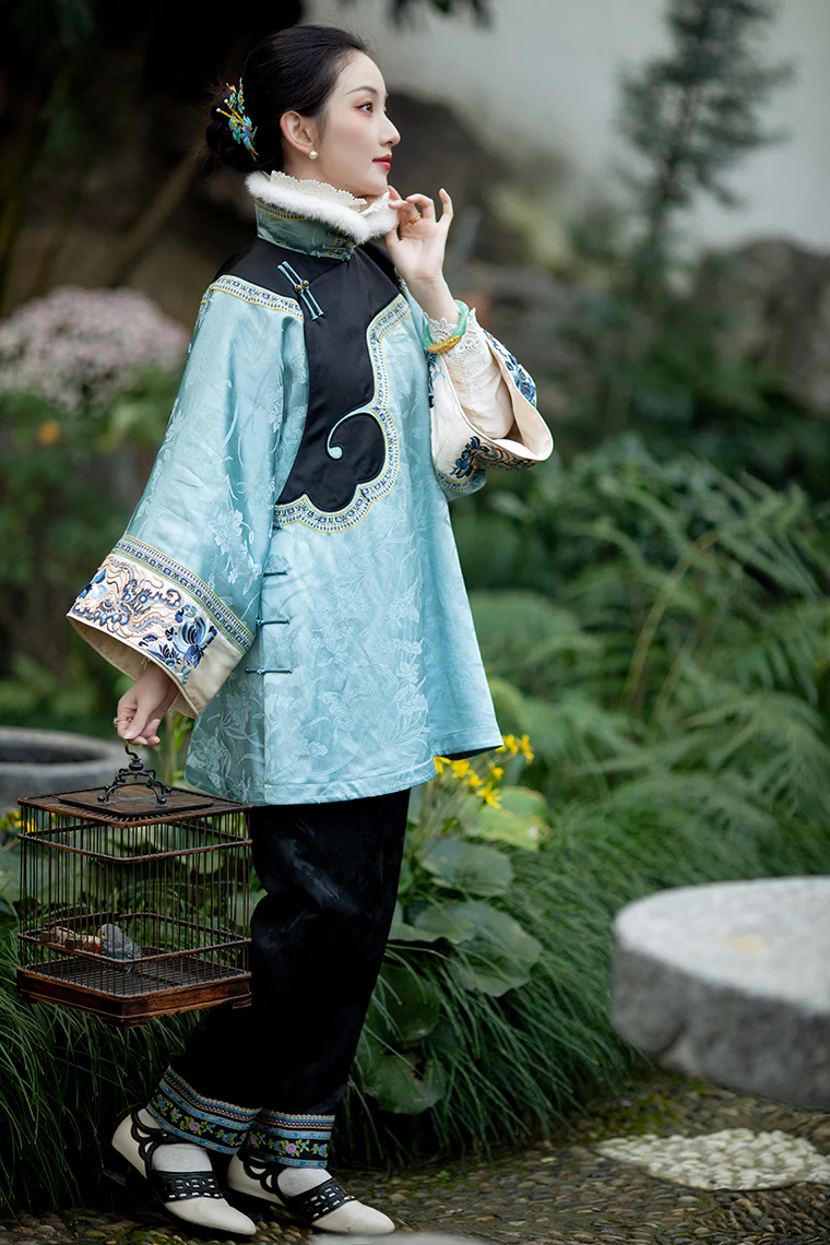 (Presale) Fuguang Xiying 浮光曦影 Floating Shadows 1910s Arrow Leg Brocade Trim Mid Waist Pants - Image 6