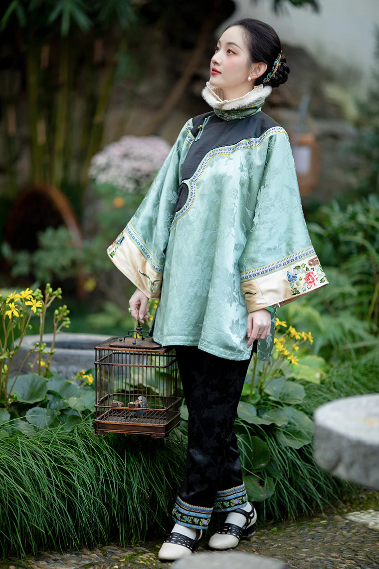 (Presale) Fuguang Xiying 浮光曦影 Floating Shadows 1910s Arrow Leg Brocade Trim Mid Waist Pants - Image 9