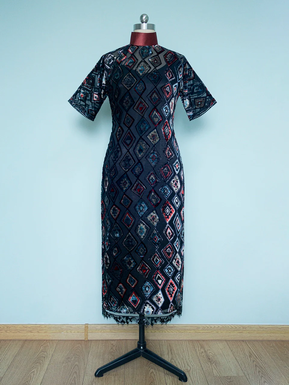 Gatsby 盖茨比 1920s Sheer Velvet Bottle Neck Qipao - Image 8