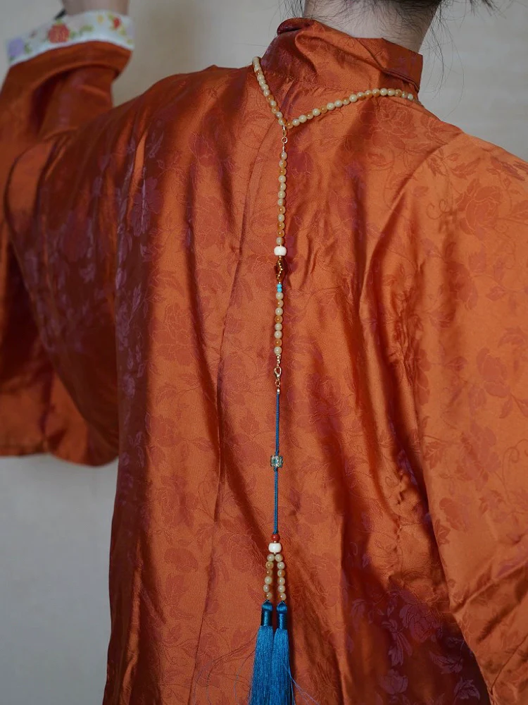Ge Qu 歌曲 Melody Ming Dynasty Beaded Locket Back Cloud Tassel Necklace - Image 5