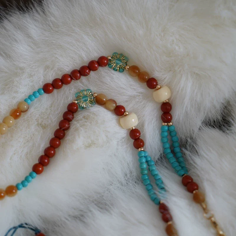 Ge Qu 歌曲 Melody Ming Dynasty Beaded Locket Back Cloud Tassel Necklace - Image 8