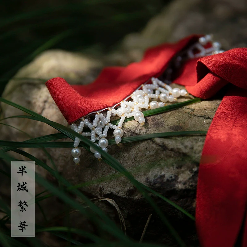 Gong Qiang 宫墙 Palace Wall Song Ming Pearl Ribbon Hair Accessory - Image 2