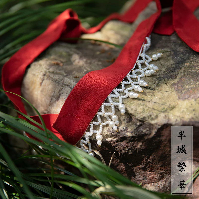 Gong Qiang 宫墙 Palace Wall Song Ming Pearl Ribbon Hair Accessory - Image 4