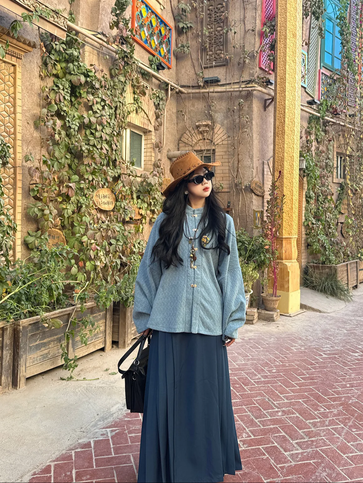 Haiyan 海盐 Sea Salt Modernized Ming Plus Size Knit Standing Collar Top & Easy Wear Mamian Skirt - Image 12
