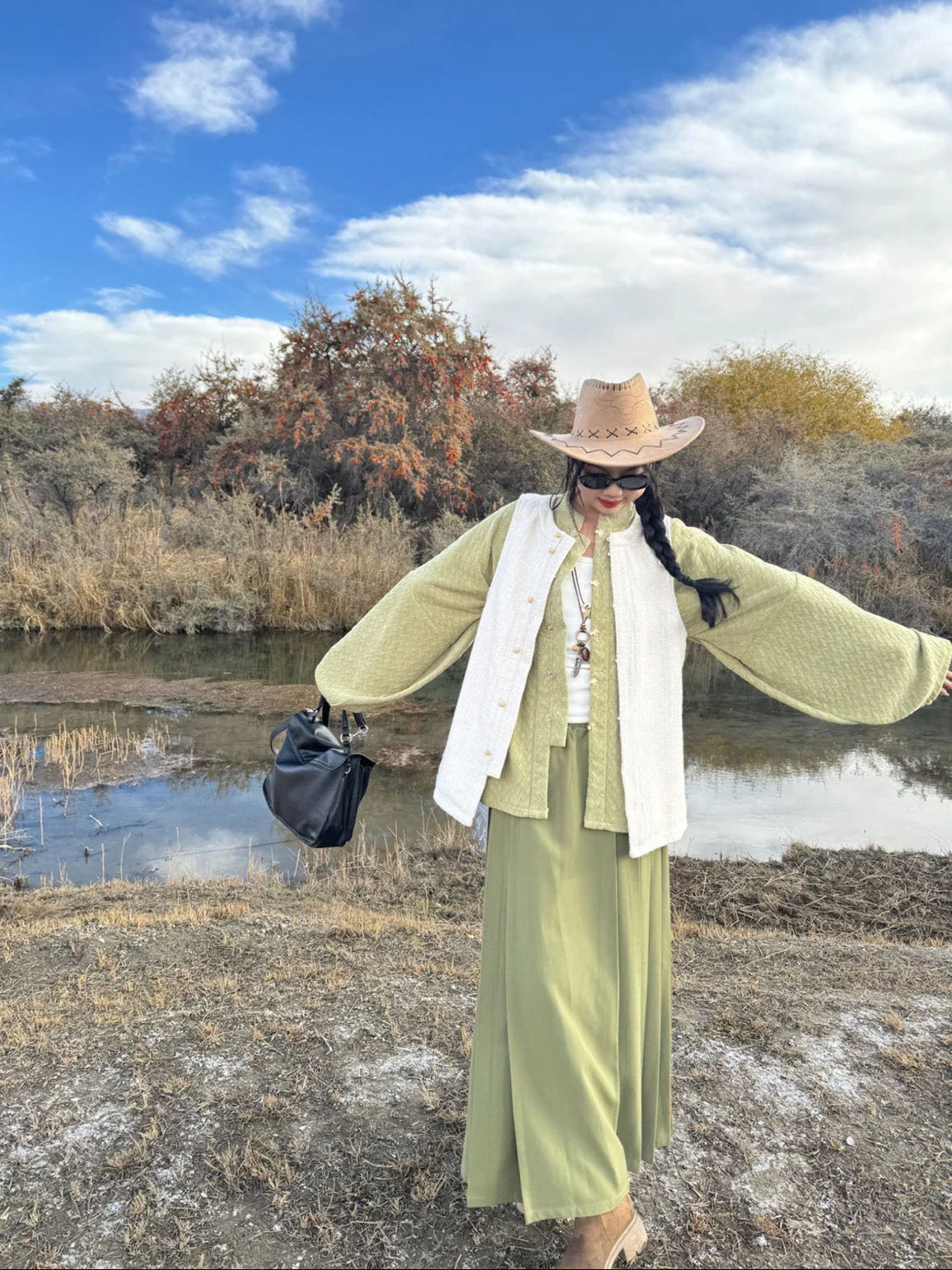 Haiyan 海盐 Sea Salt Modernized Ming Plus Size Knit Standing Collar Top & Easy Wear Mamian Skirt - Image 14