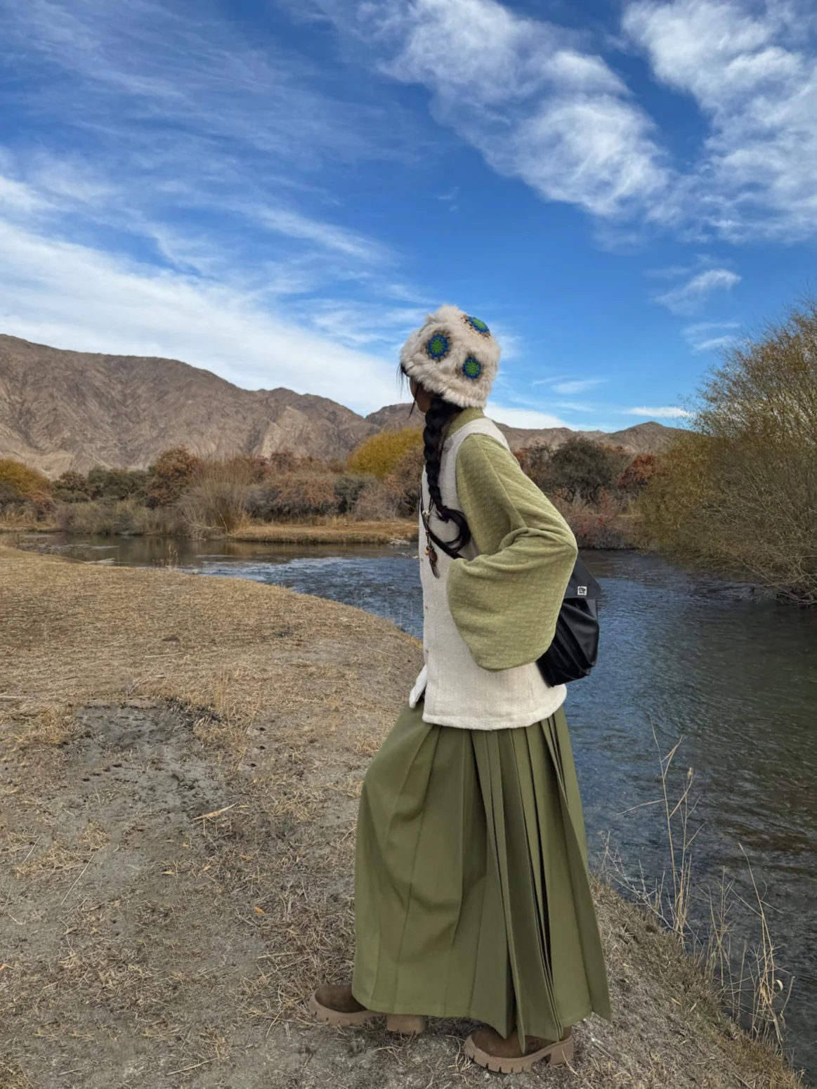 Haiyan 海盐 Sea Salt Modernized Ming Plus Size Knit Standing Collar Top & Easy Wear Mamian Skirt - Image 16