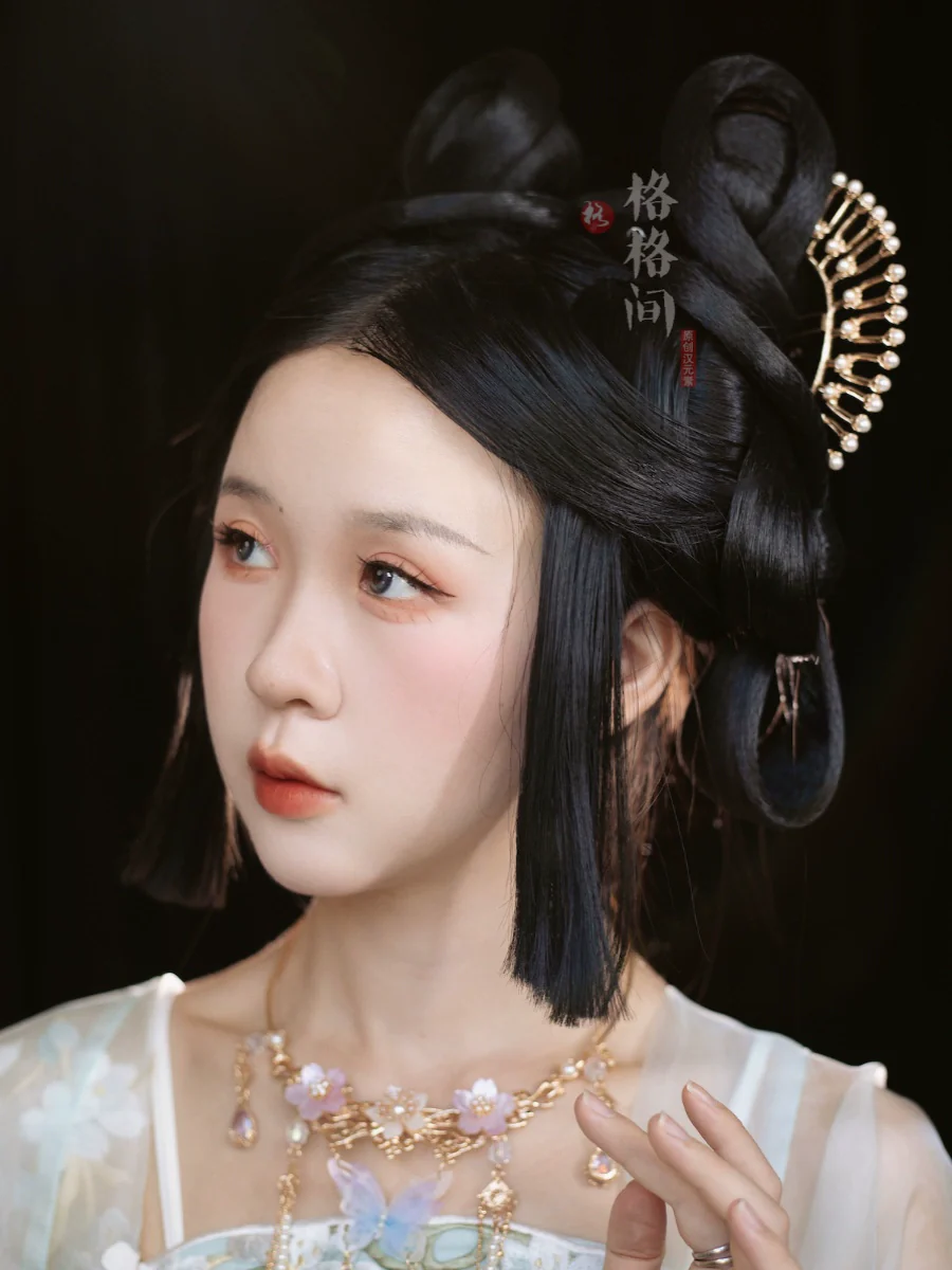 Halo 光环 Double Tiered Pearl Tang Ming Curved Hairpins - Image 4