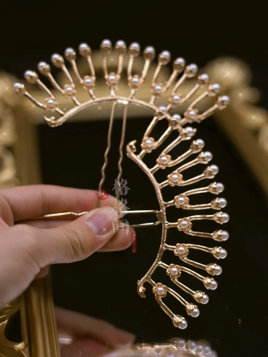 Halo 光环 Double Tiered Pearl Tang Ming Curved Hairpins - Image 7