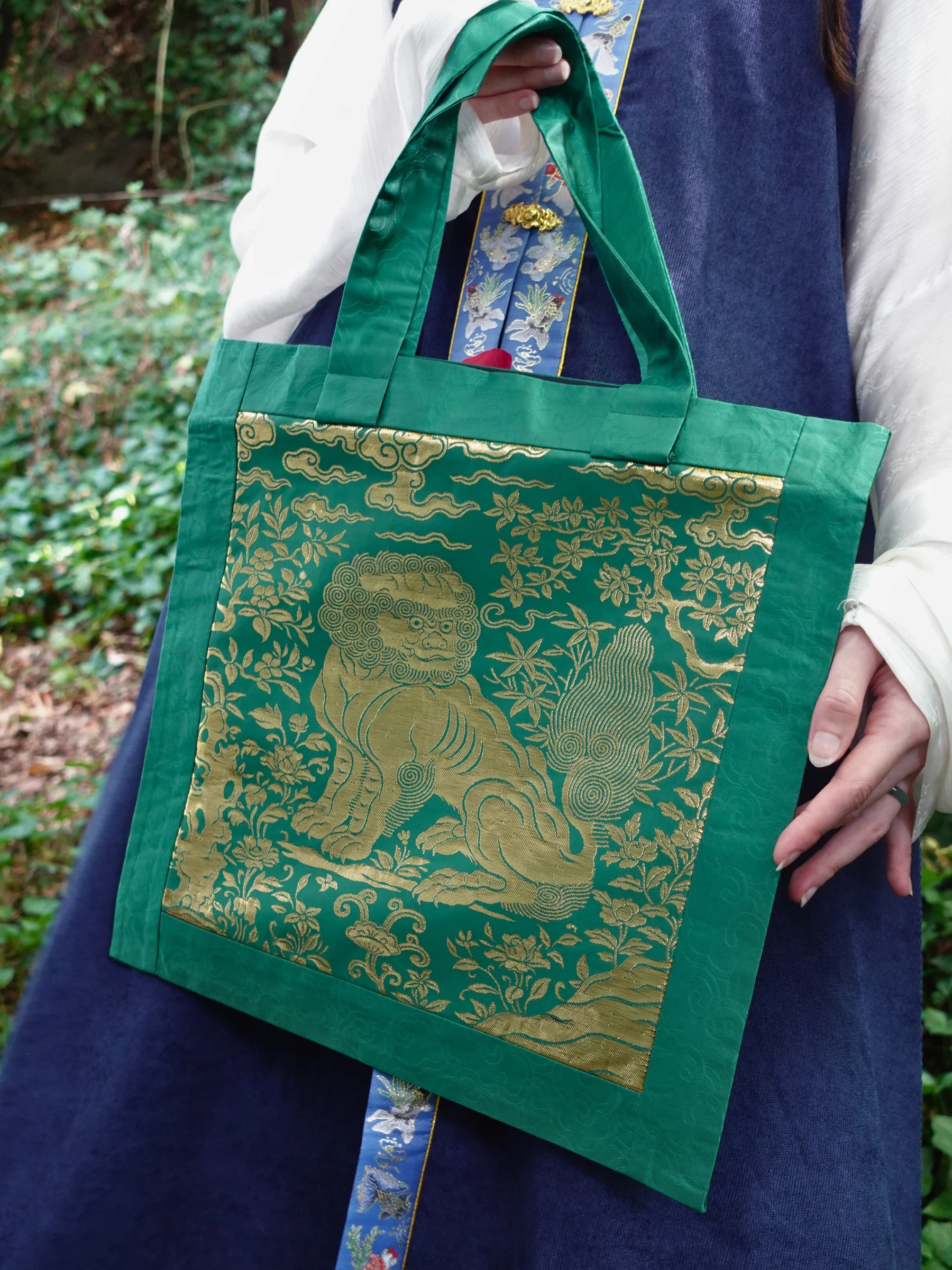 Xiang Shi 祥狮 Lucky Lion Golden Buzi Patch Brocade Tote Bag - Image 10