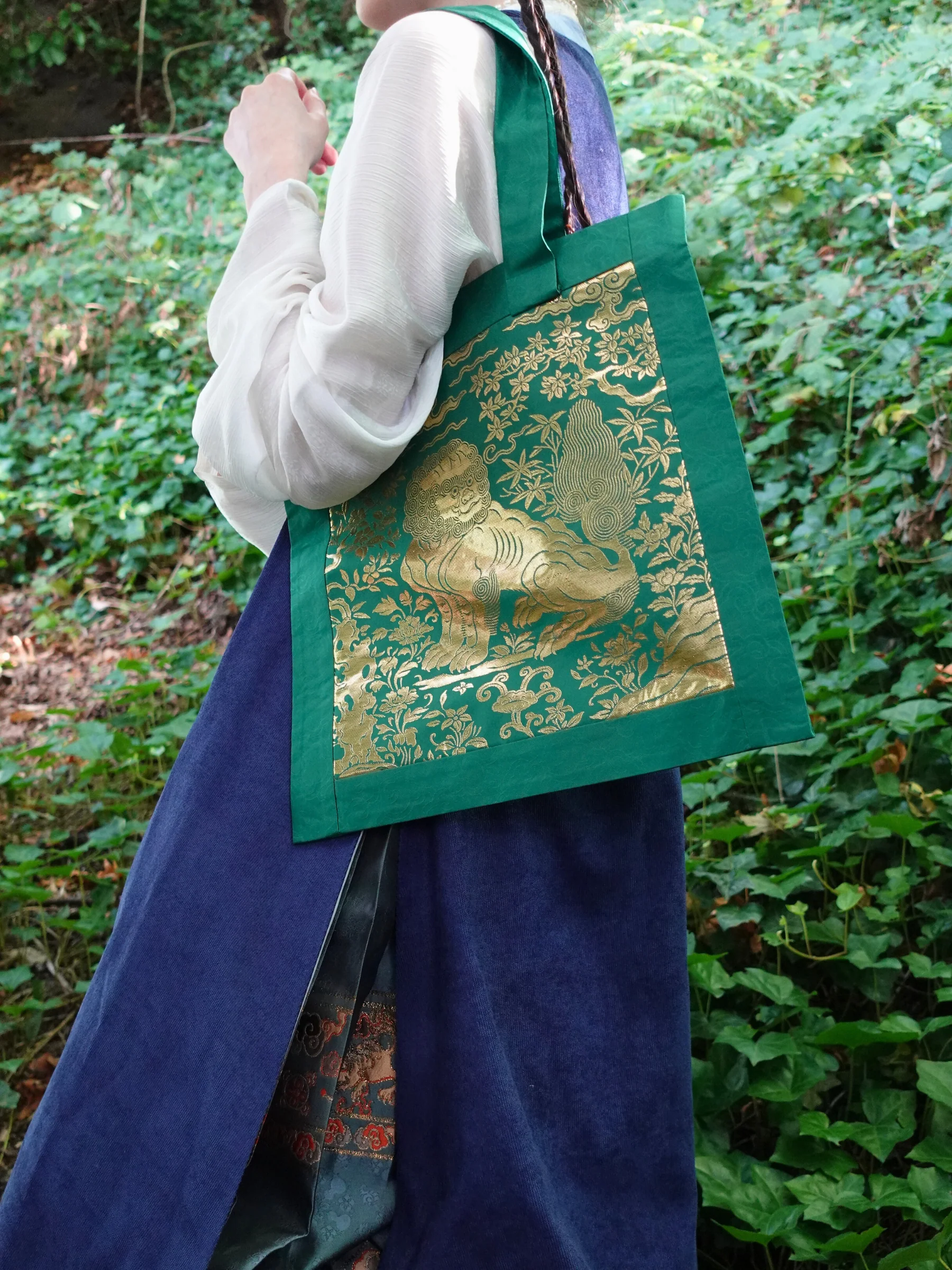 Xiang Shi 祥狮 Lucky Lion Golden Buzi Patch Brocade Tote Bag - Image 11