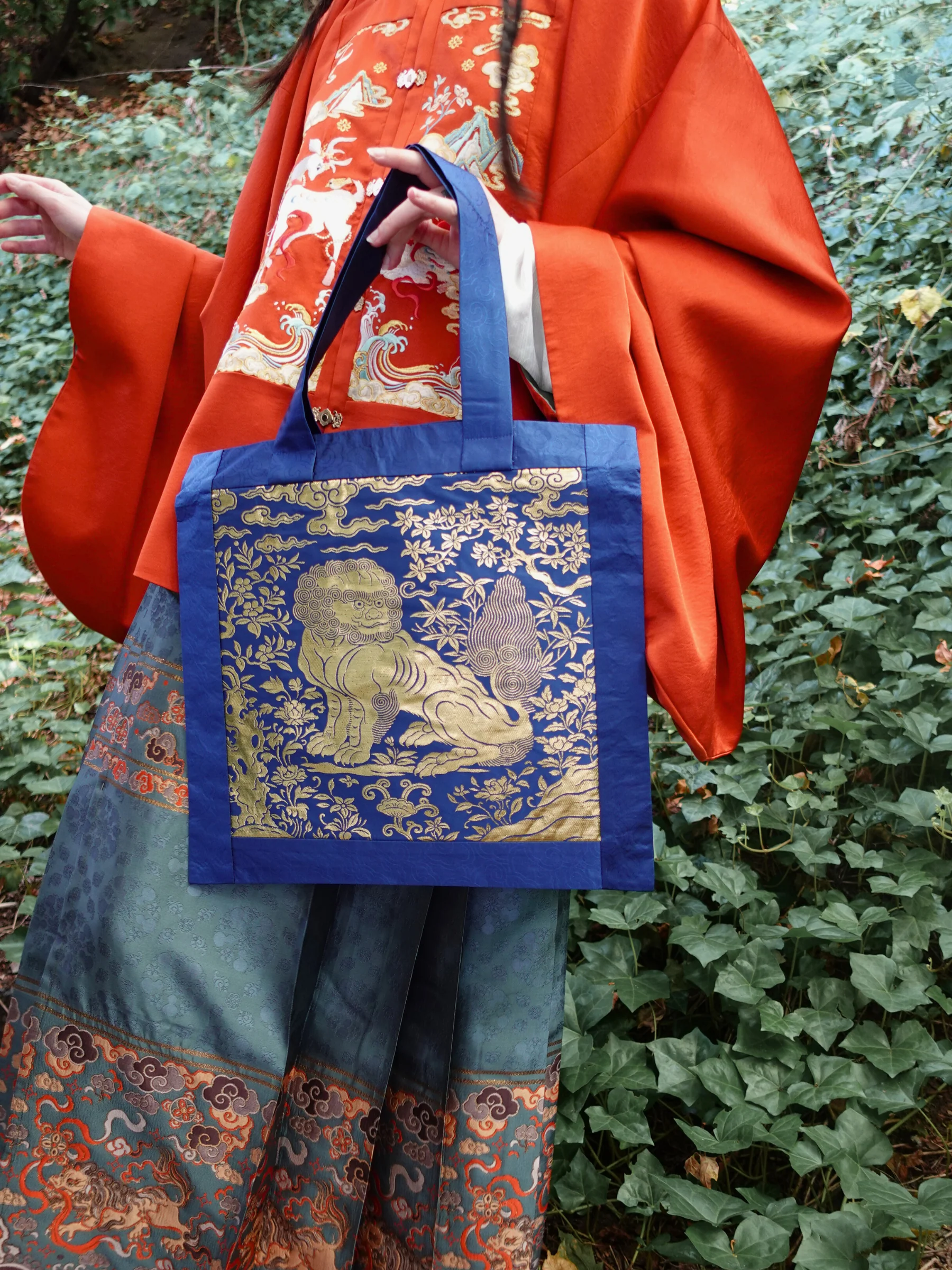 Xiang Shi 祥狮 Lucky Lion Golden Buzi Patch Brocade Tote Bag - Image 12