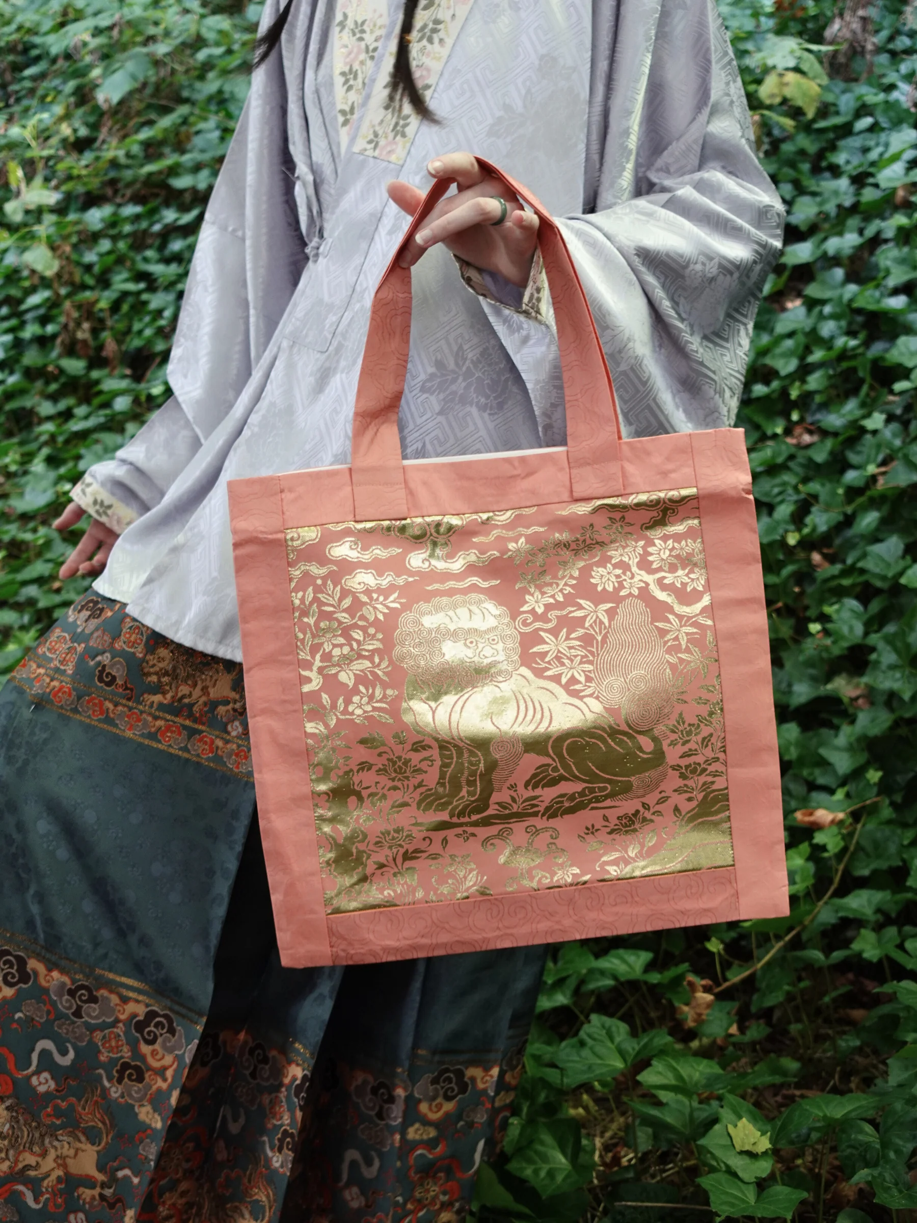 Xiang Shi 祥狮 Lucky Lion Golden Buzi Patch Brocade Tote Bag - Image 3