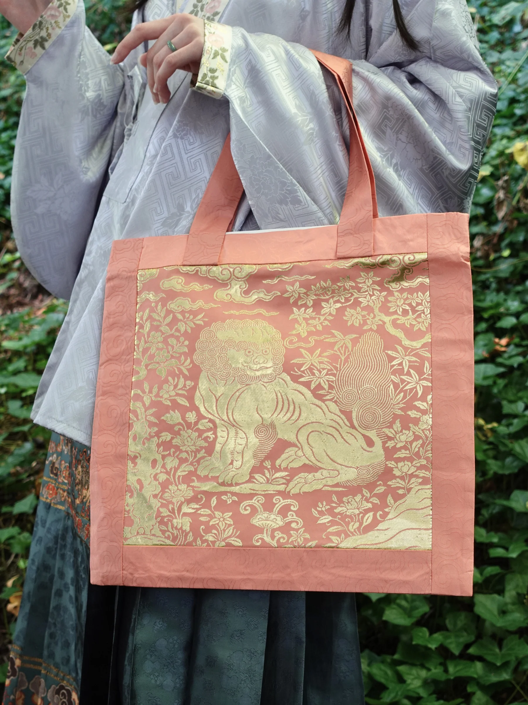 Xiang Shi 祥狮 Lucky Lion Golden Buzi Patch Brocade Tote Bag - Image 8