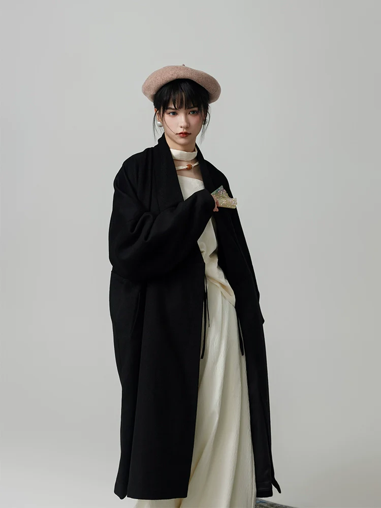 Hou Xue 厚雪 Heavy Snow Modernized Han Dynasty Wool Trench Coat - Image 3