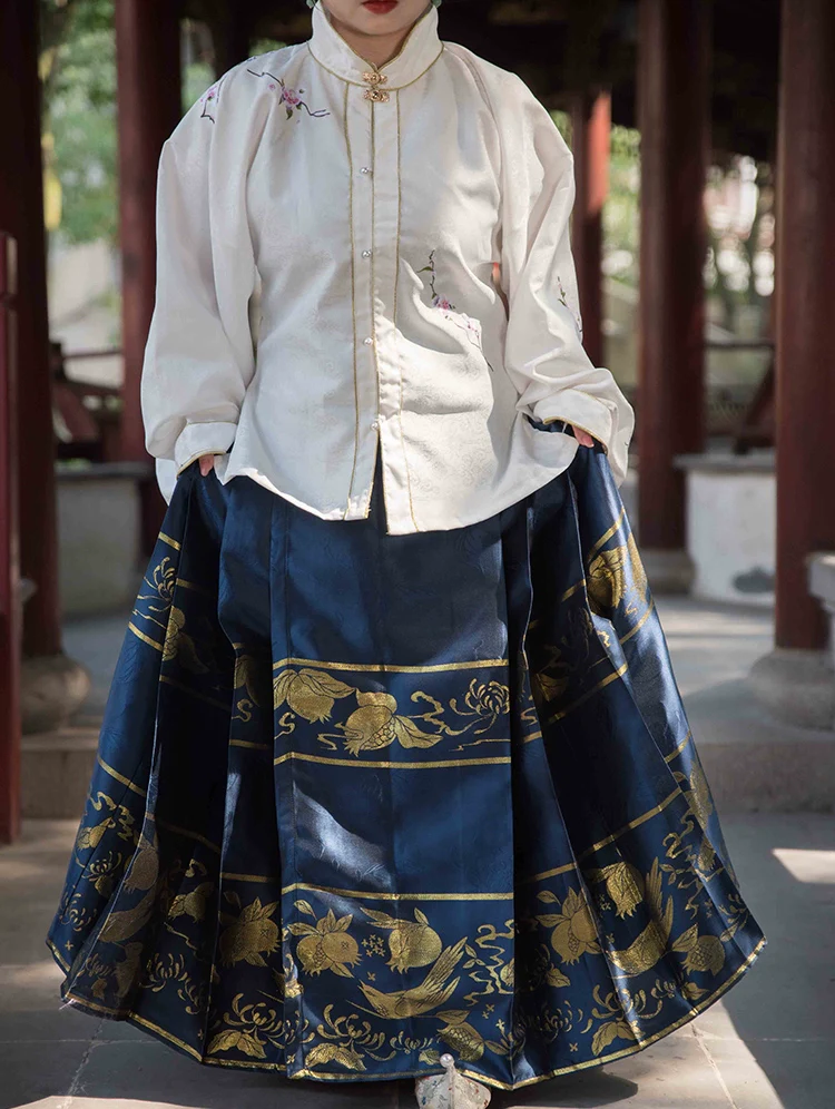 Hua Ling'er 花灵儿 Flower Spirit Ming Dynasty Plus Size Liling Standing Collar Top & Mamian Skirt - Image 14