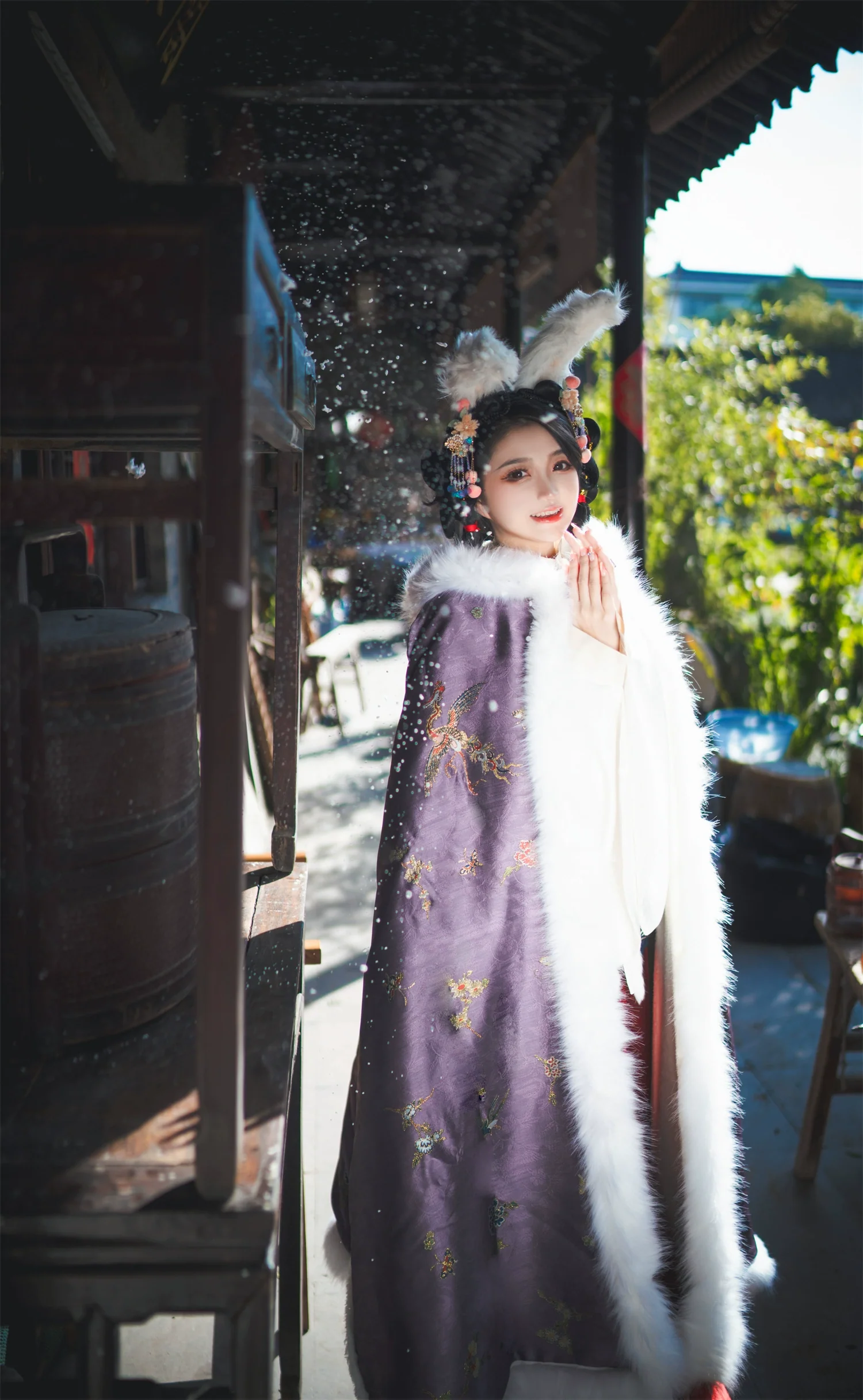 Hua Niao 花鸟 Flower & Phoenix Ming Dynasty Winter Brocade Doupeng Cloak - Image 3