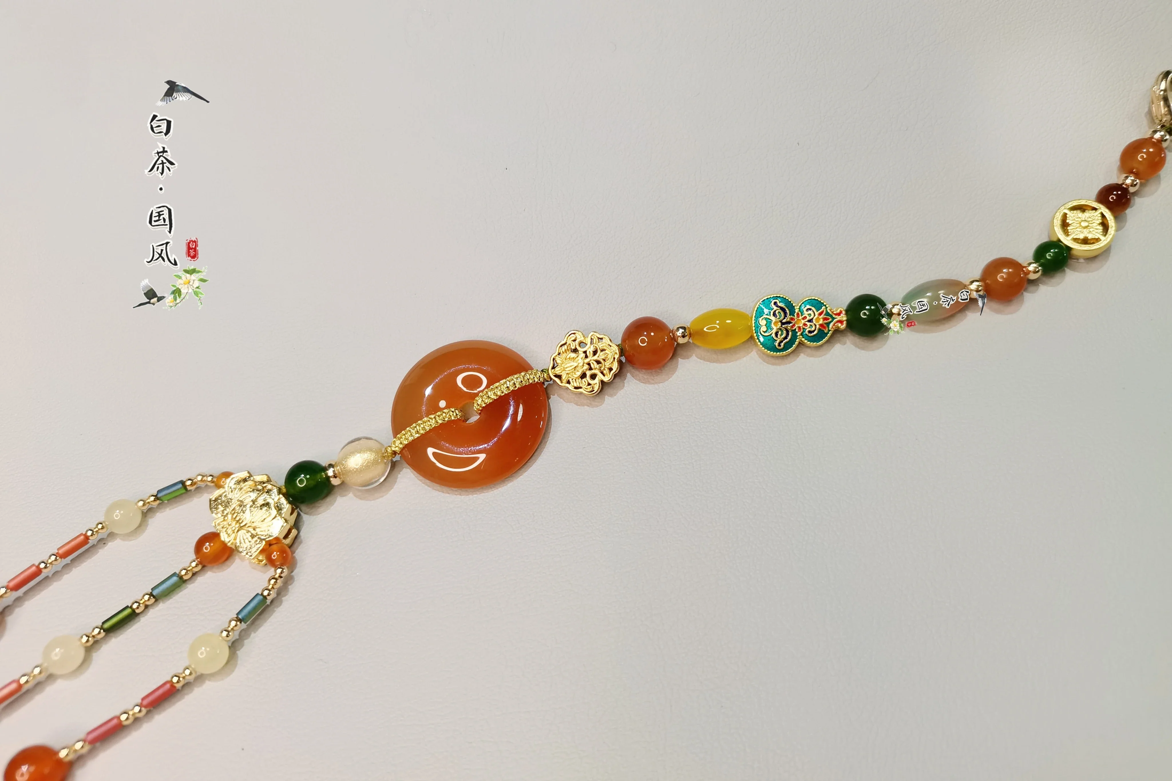 Huang Yu 替玉 Yellow Jade Warring States Restoration Unisex Back Cloud Necklace - Image 6