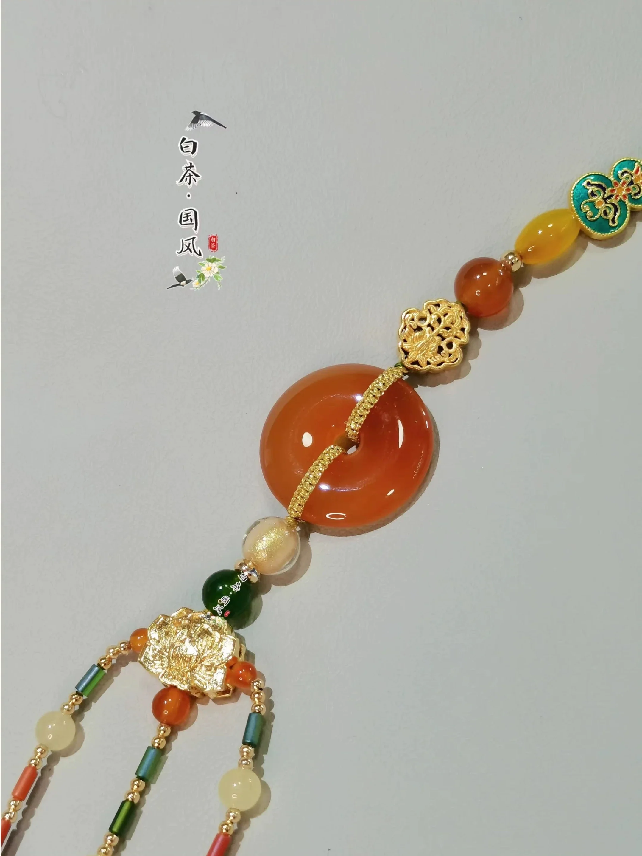 Huang Yu 替玉 Yellow Jade Warring States Restoration Unisex Back Cloud Necklace - Image 7