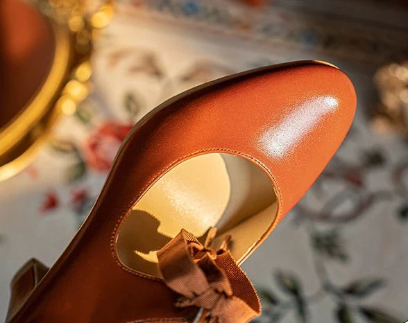 Hudie Jie 蝴蝶结 Butterfly Ribbon 1920s Genuine Leather Ribbon Mary Janes - Image 8