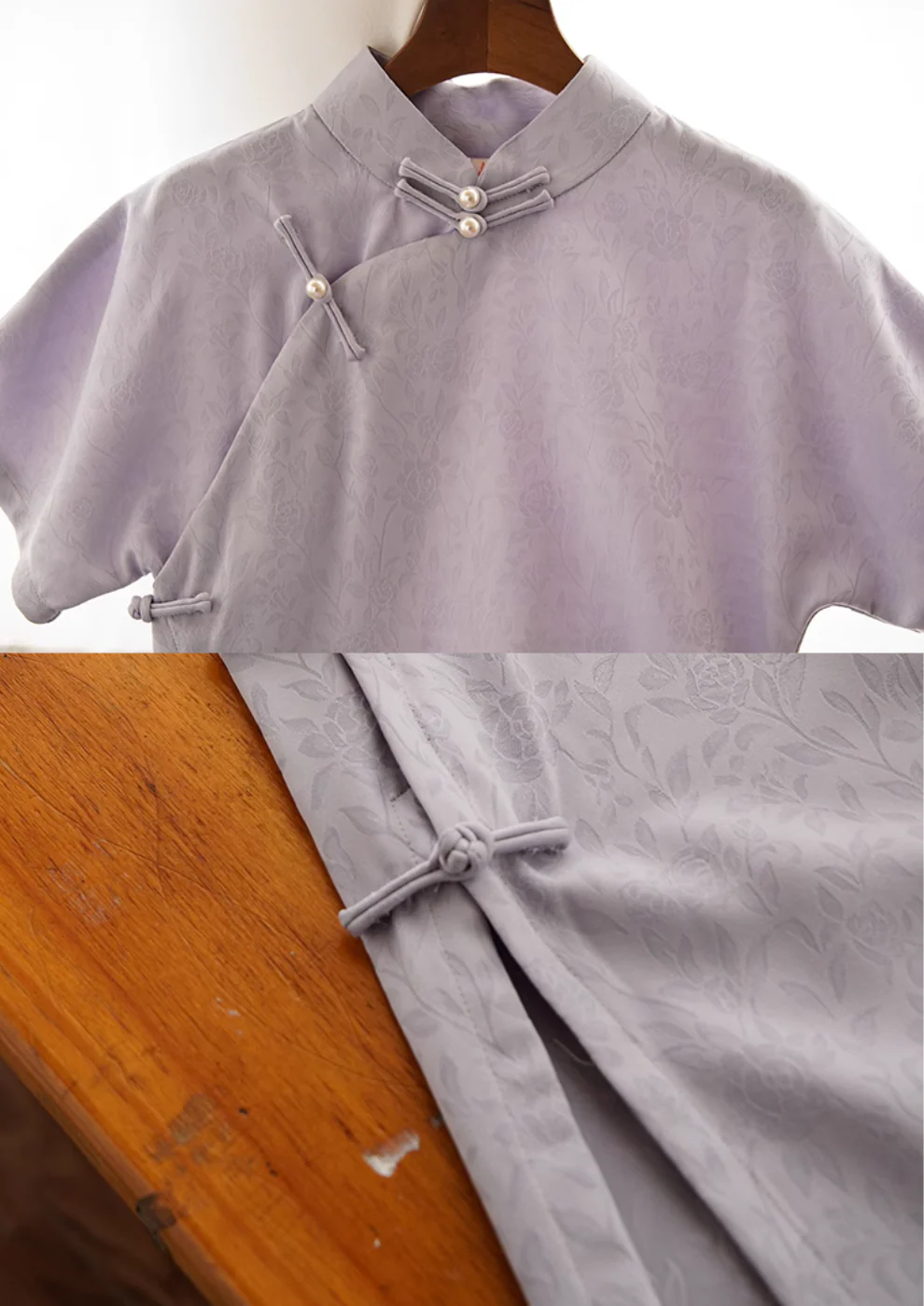 Hui Zi 灰紫 Dusty Lilac 1930s Daily Satin Qipao - Image 8