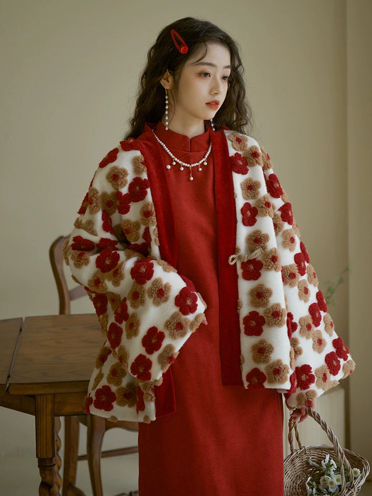 Jian You 间游 Garden Tour Modernized Song Dynasty Floral Sheep Wool Jacket - Image 4