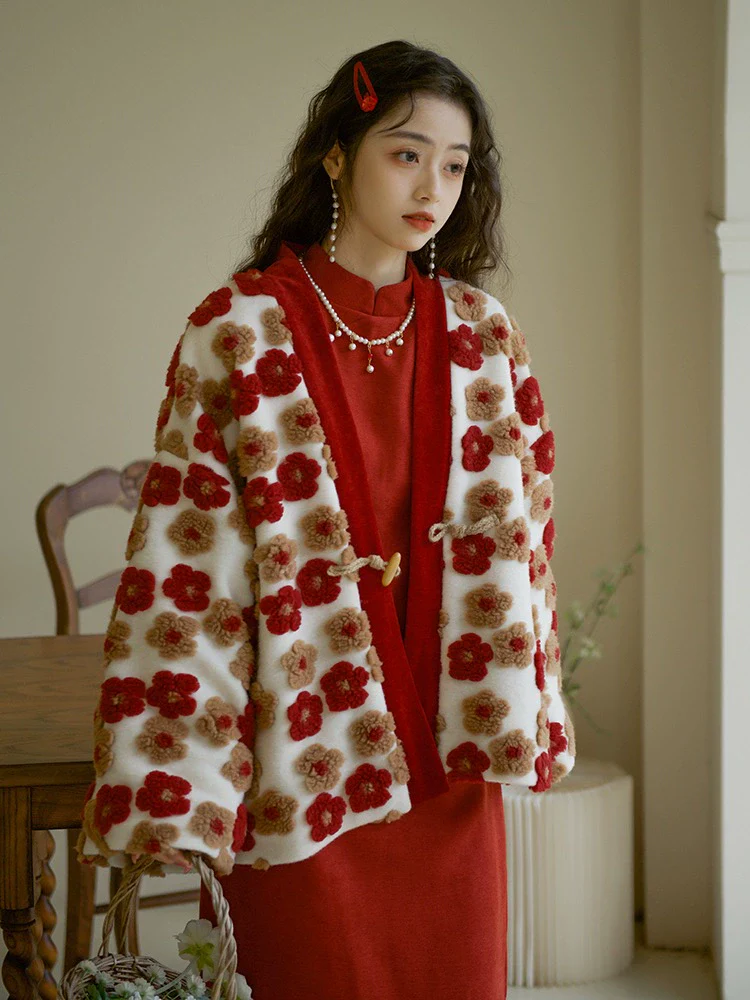 Jian You 间游 Garden Tour Modernized Song Dynasty Floral Sheep Wool Jacket - Image 5