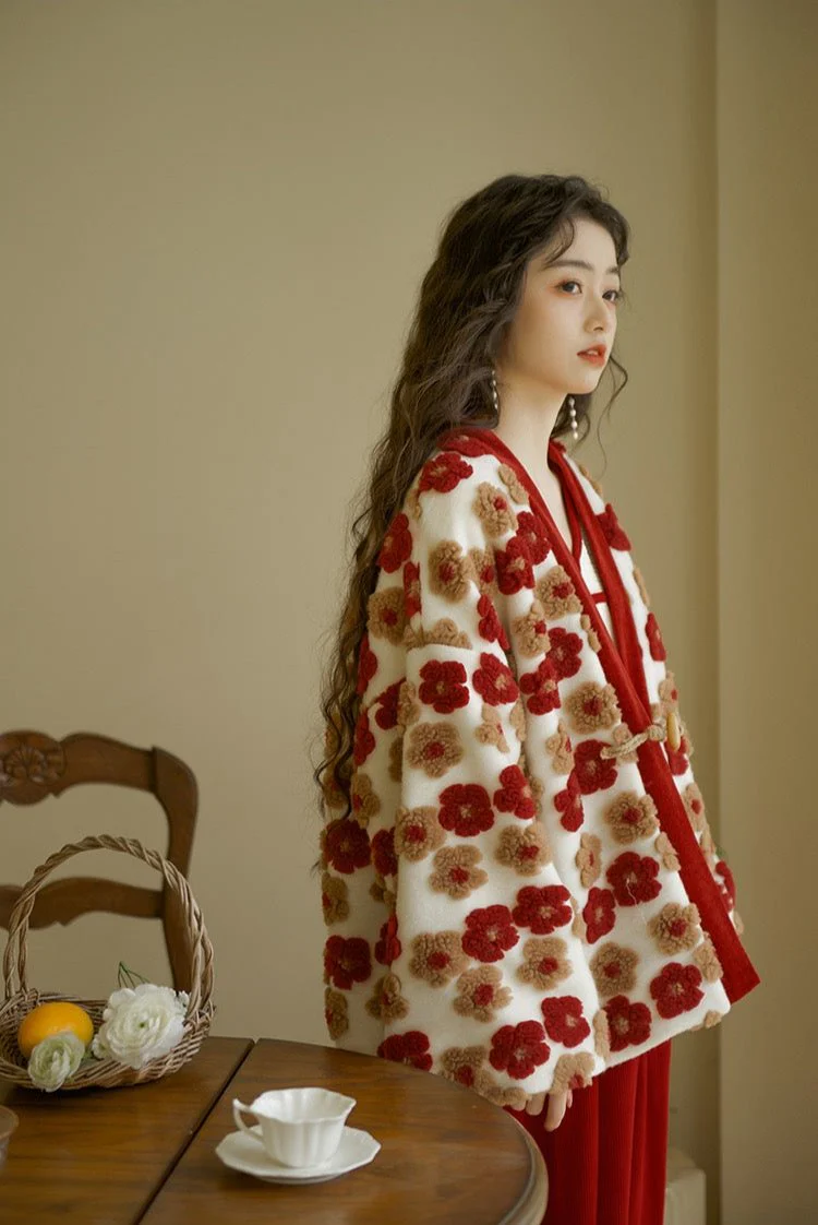 Jian You 间游 Garden Tour Modernized Song Dynasty Floral Sheep Wool Jacket - Image 7