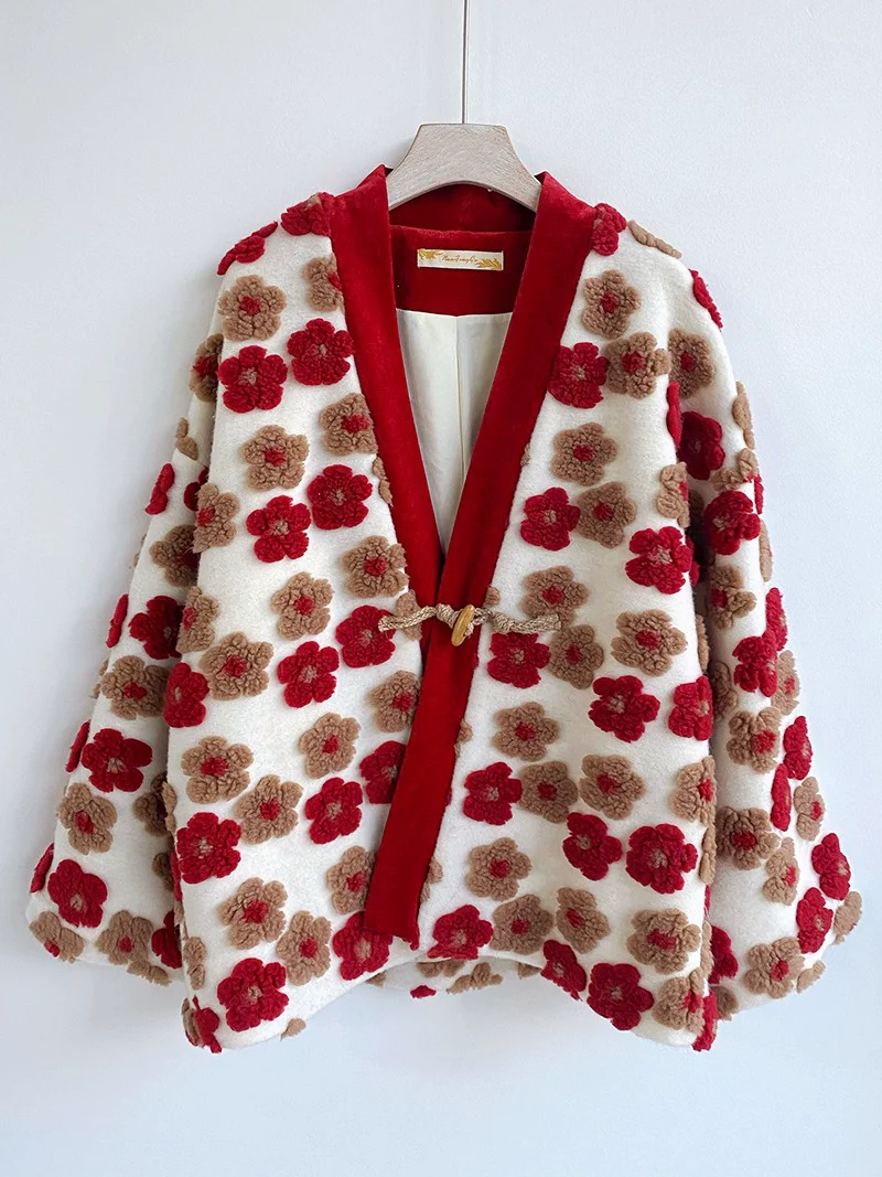 Jian You 间游 Garden Tour Modernized Song Dynasty Floral Sheep Wool Jacket - Image 9