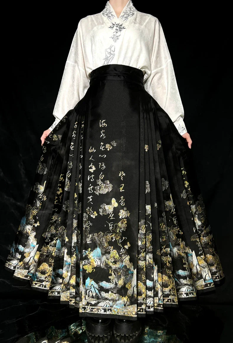 Jiang Shang Yin 江上吟 Song on the River Ming Dynasty Calligraphy & Mountains Mamian Skirt - Image 7