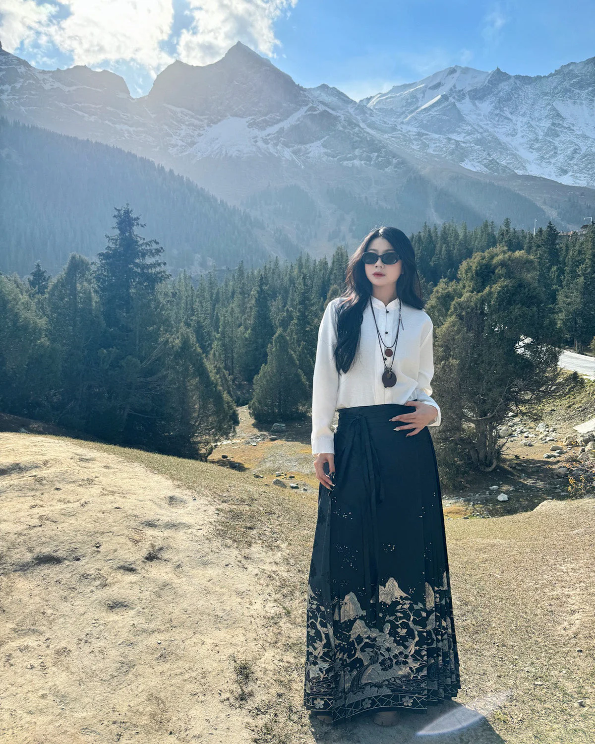 Jiang Ye 将夜 Night Clouds Modernized Hanfu Standing Collar Satin Top - Image 10