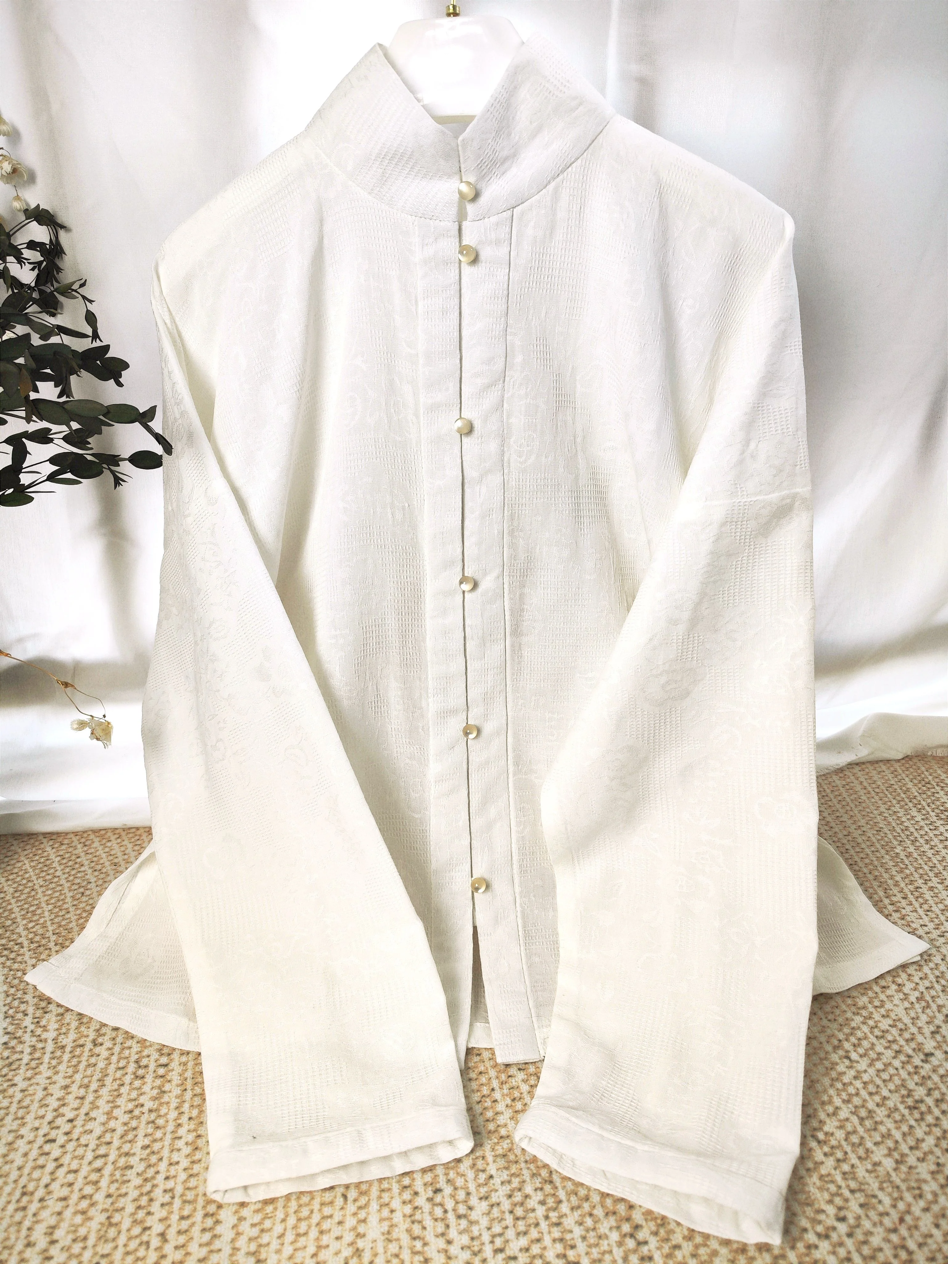 Jiao Tang 焦糖 Caramel Ming Dynasty Pure Cotton Liling Duijin Pipa & Straight Sleeve Standing Collar Top - Image 9