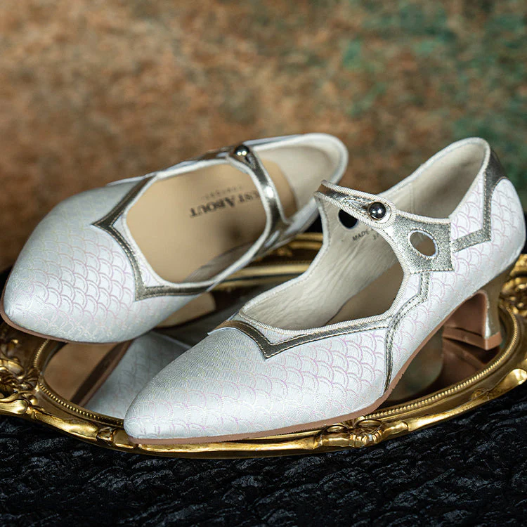 Jinbu Fa 锦步伐 Graceful Pace 1930s Brocade Satin Point Toe Mary Jane Kitten Heels - Image 15