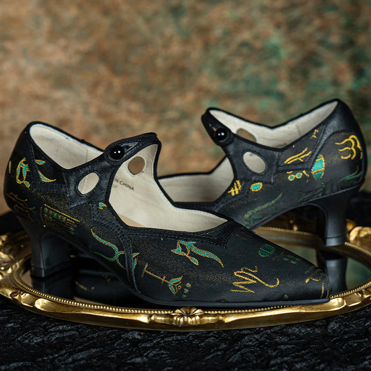 Jinbu Fa 锦步伐 Graceful Pace 1930s Brocade Satin Point Toe Mary Jane Kitten Heels - Image 16