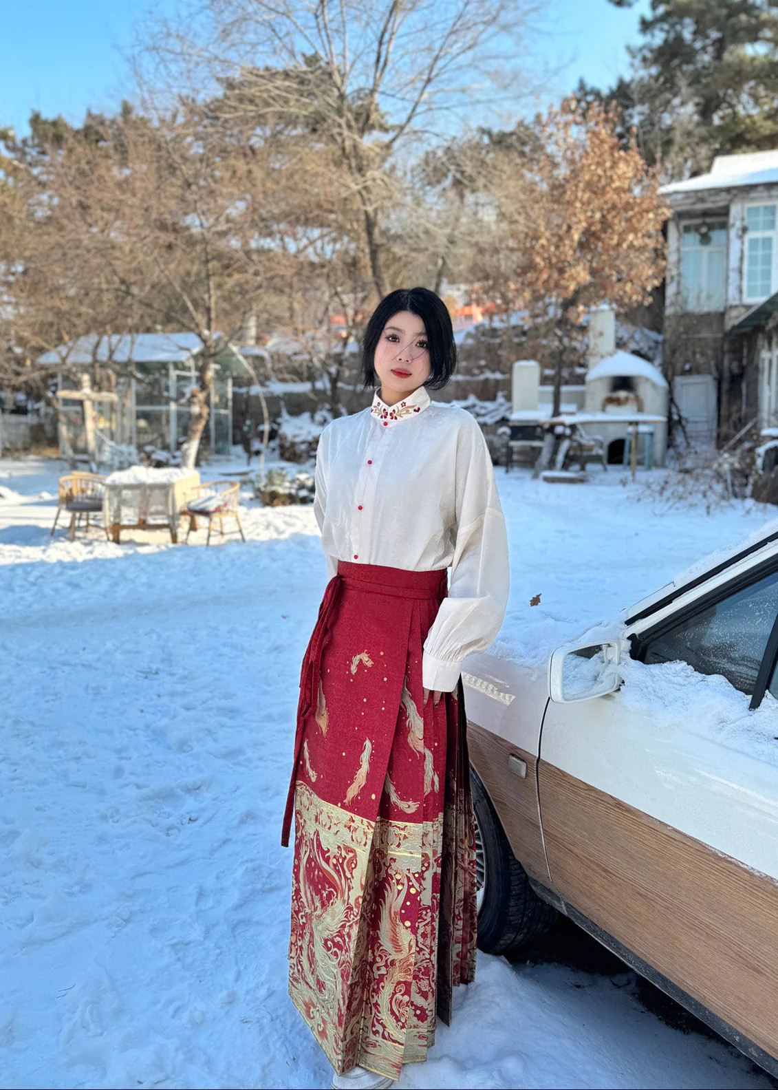Jing Jiu 敬酒 Toast to the Bride Ming Dynasty Plus Size Cloud Collar & Mamian Skirt - Image 10