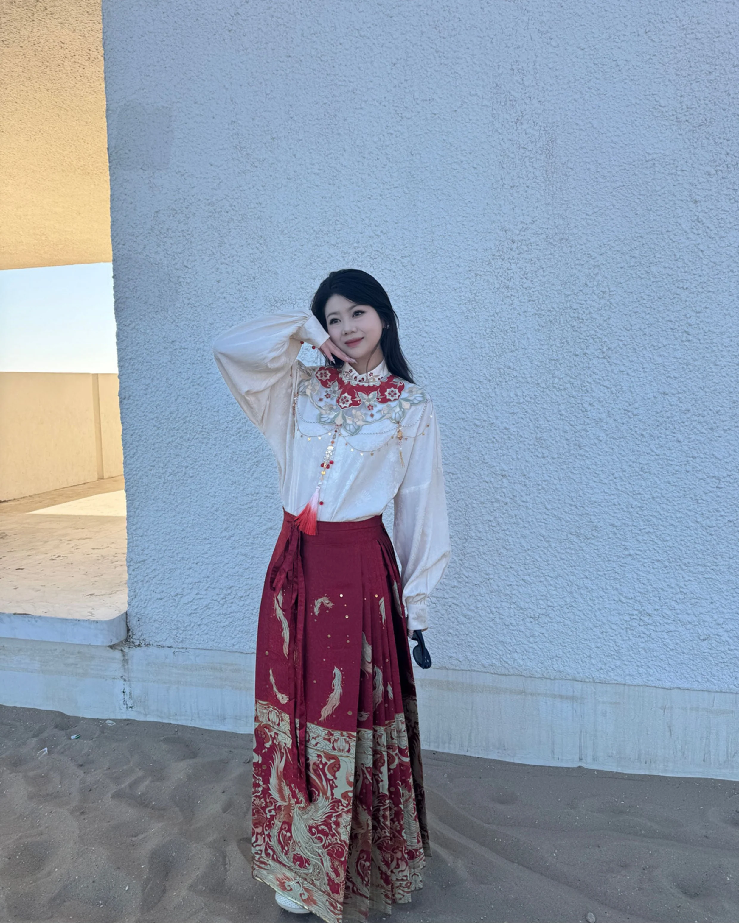 Jing Jiu 敬酒 Toast to the Bride Ming Dynasty Plus Size Cloud Collar & Mamian Skirt - Image 14